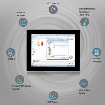 I3 I5 I7-8565U Ip65 패널 Pc, 전기 용량 HMI 산업적 패널 마운트 모니터