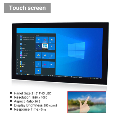 21.5 &quot; 고정 헤드 디스크 산업적 패널 Pc 창문 10은 증가하는 1920 Ｘ 1080을 벽으로 둘러쌉니다